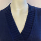 Sleeveless navy sweater in braided knit and v-neck