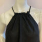 Black sleeveless dress thin straps with wavy bottom and lining