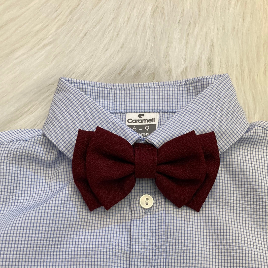 Bodyhemdje met bordeaux strik