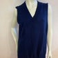Sleeveless navy sweater in braided knit and v-neck
