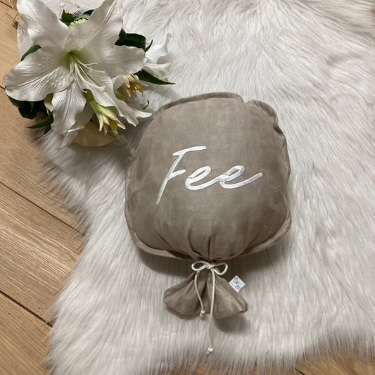 Soft Suede Ballon met naam | Gepersonaliseerde | Warm Sand