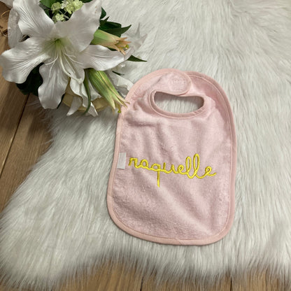 Slab met naam | Gepersonaliseerde baby slab katoen | Powder Blush