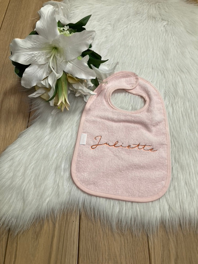 Slab met naam | Gepersonaliseerde baby slab katoen | Powder Blush