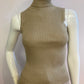 Beige turtleneck cropped sleeveless sweater