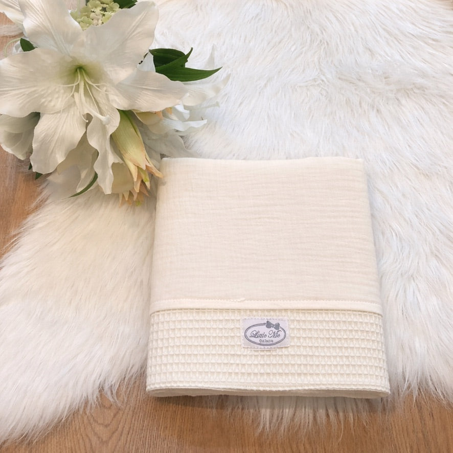 Warm Wafel Zomerdekentje met naam | Gepersonaliseerde | Vanilla Milk