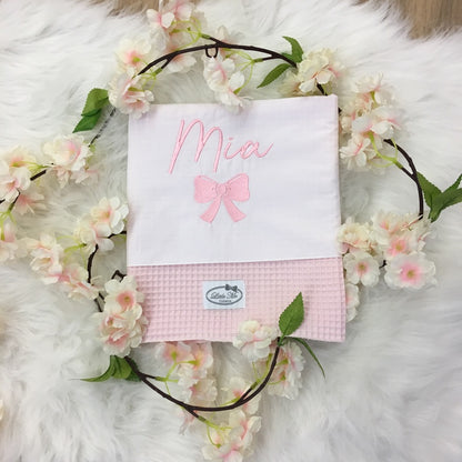 Warm Wafel Lakentje met naam | Gepersonaliseerde | Baby Pink