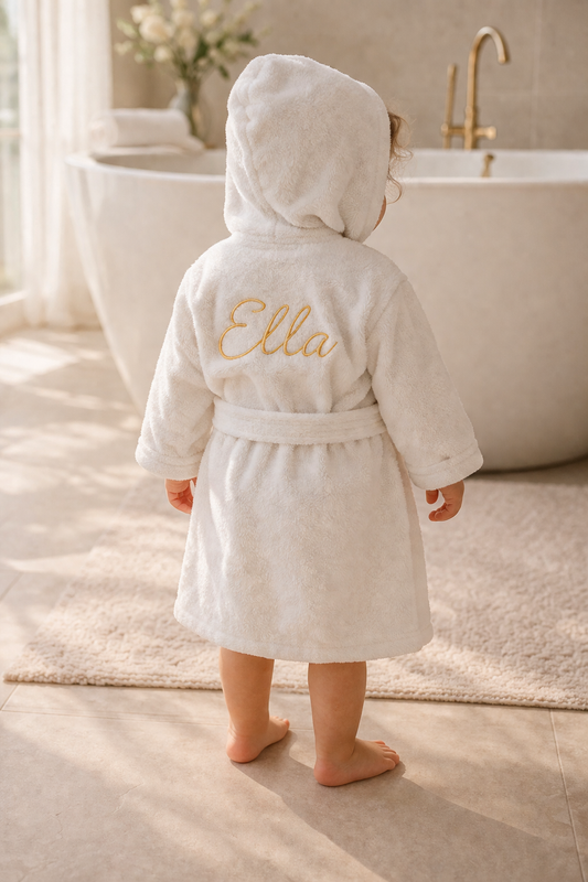 Baby badjas met naam | Gepersonaliseerde | Vanilla milk