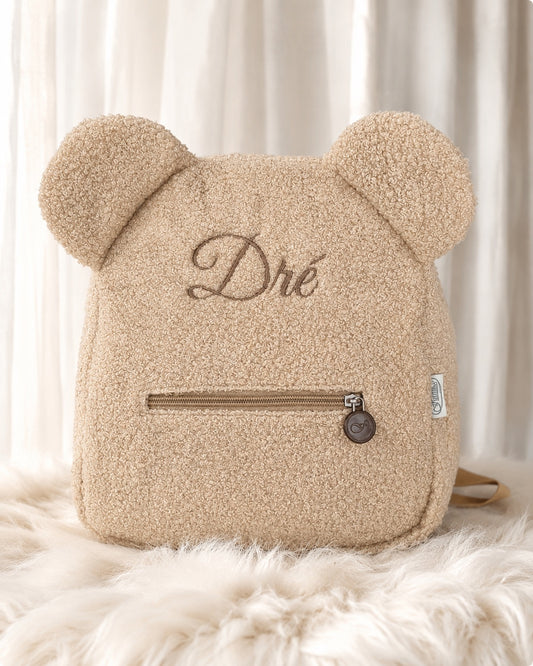 Teddy Kinderrugzak met Naam Beige | Gepersonaliseerd