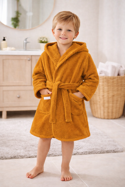 Baby badjas met naam | Gepersonaliseerde | golden ocher