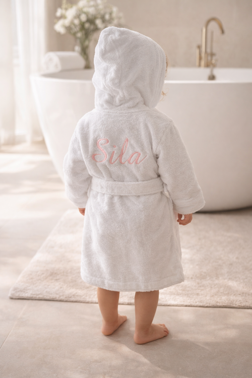 Baby badjas met naam | Gepersonaliseerde | Soft cloud