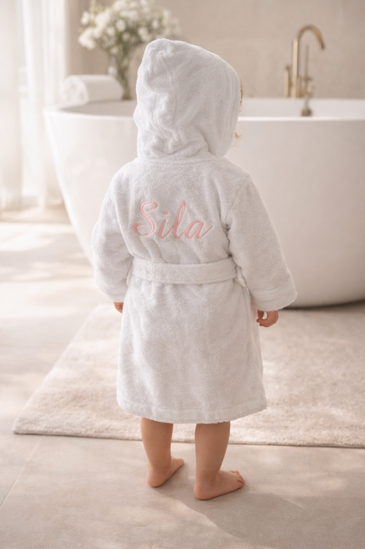 Baby badjas met naam | Gepersonaliseerde | Soft cloud