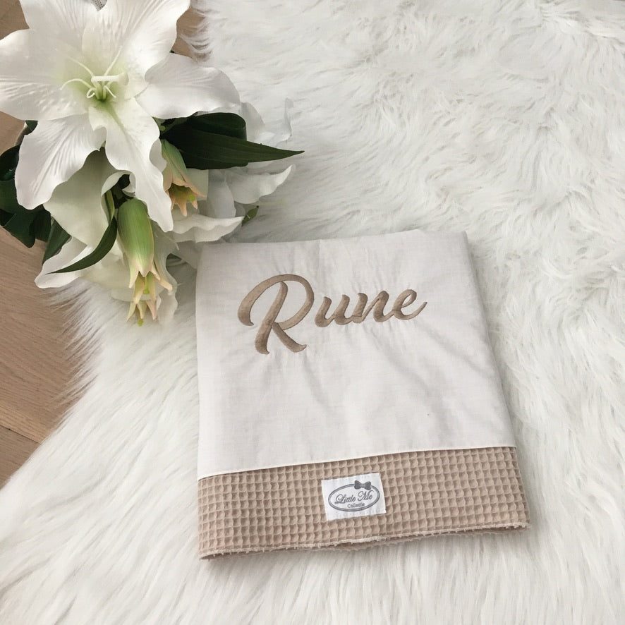 Warm Wafel Lakentje met naam | Gepersonaliseerde | Warm sand