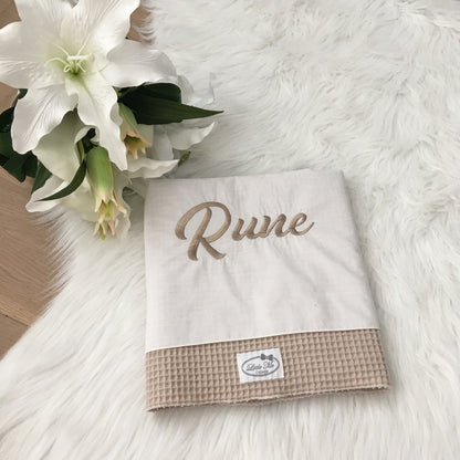 Warm Wafel Lakentje met naam | Gepersonaliseerde | Warm sand