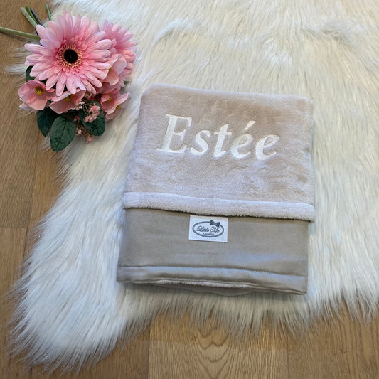 Soft Suéde Winterdekentje met naam | Gepersonaliseerde | Warm sand