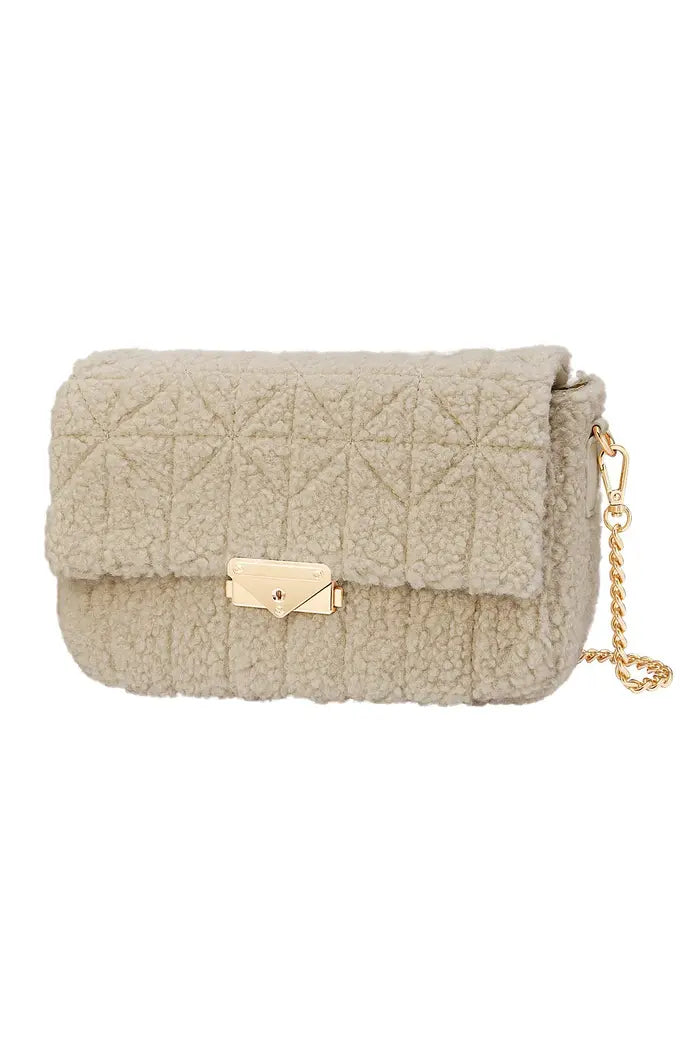 Handbag with teddy fabric stitched Brown