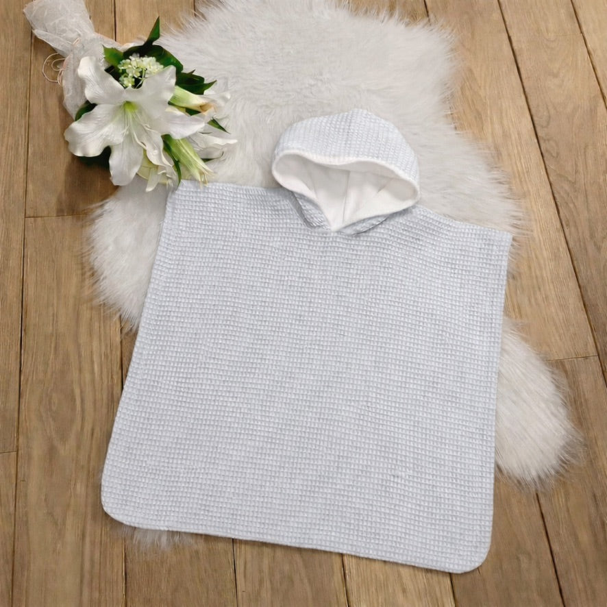 Poncho warm Wafel grijs