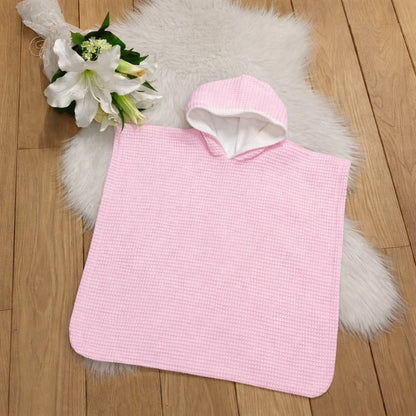 Poncho warm Wafel lichtroze