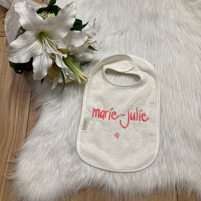 Slab met naam | Gepersonaliseerde baby slab katoen | Vanilla Milk