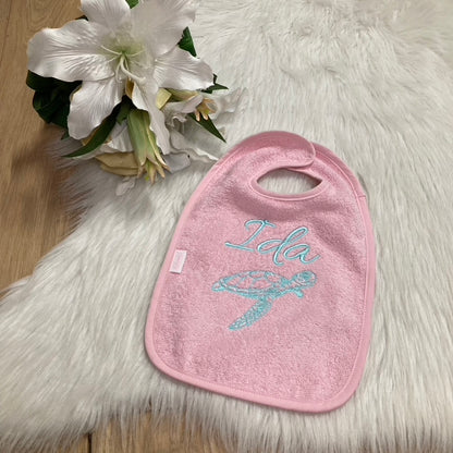 Slab met naam | Gepersonaliseerde baby slab katoen | Baby Pink