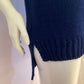 Sleeveless navy sweater in braided knit and v-neck