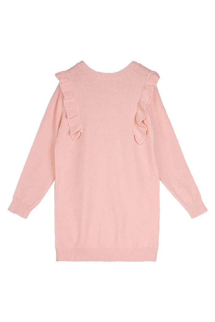Sweater dress ruffles pink