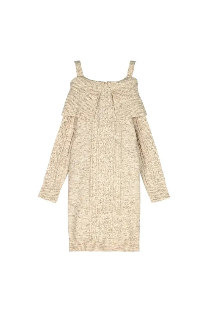 Cable knit sweater dress Beige
