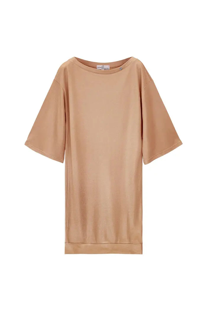 T-shirt dress with shiny coating Brown
