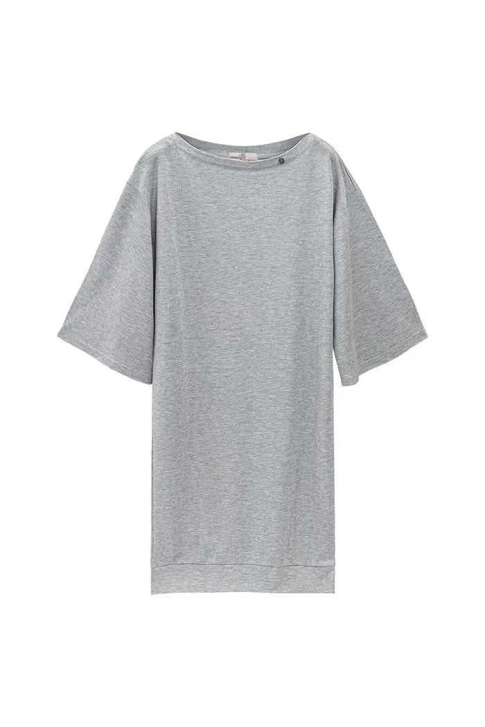 T-shirt dress with shiny coating Grey