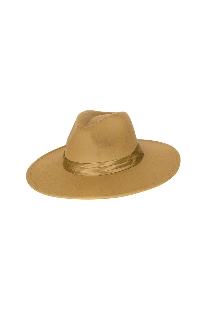 Fedora hat with ribbon Beige Polyester