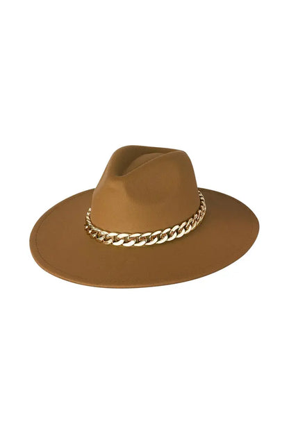 Fedora hat with chain Camel Polyester
