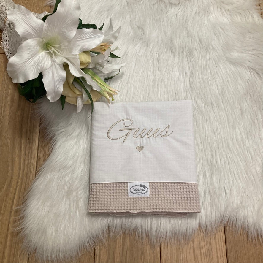 Warm Wafel Lakentje met naam | Gepersonaliseerde | Warm sand