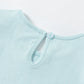 Blauw t-shirt met straberry in bloemen en vlindermouwen