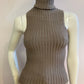 Very stretchy taupe turtle neck sleeveless top