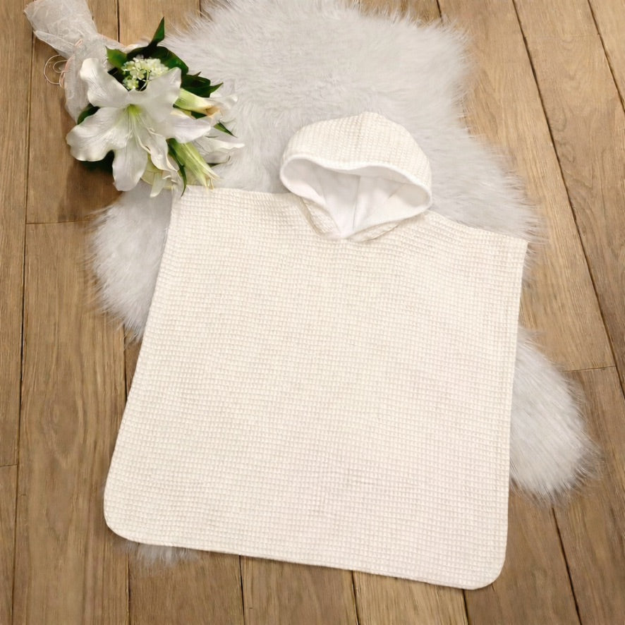 Poncho warm Wafel ecru