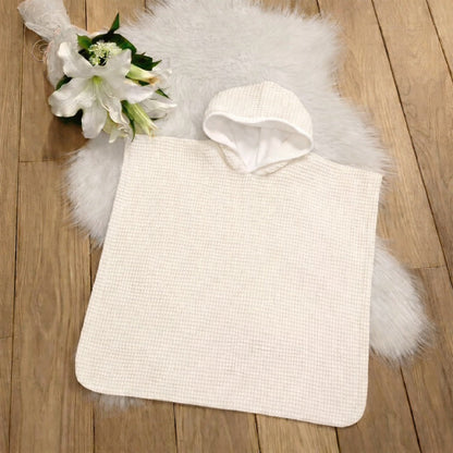 Poncho warm Wafel ecru