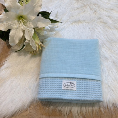 Warm Wafel Zomerdekentje met naam | Gepersonaliseerde | Sky Blue