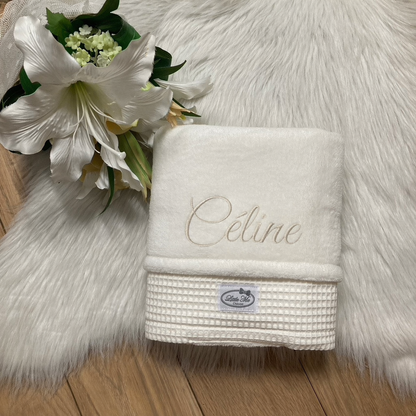 Warm Wafel Winterdekentje met naam | Gepersonaliseerde | Vanilla Milk