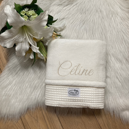 Warm Wafel Winterdekentje met naam | Gepersonaliseerde | Vanilla Milk