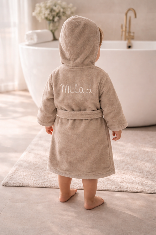 Baby badjas met naam | Gepersonaliseerde | Warm sand