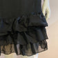 Black sleeveless dress thin straps with wavy bottom and lining
