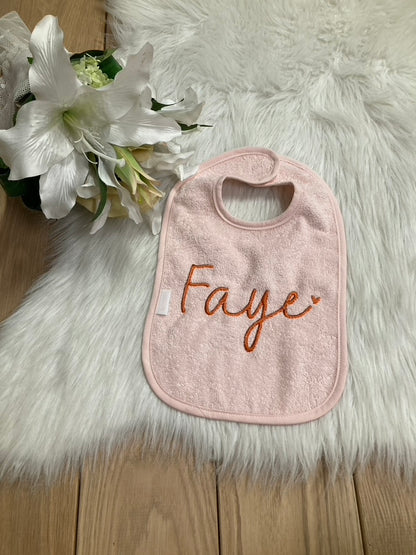 Slab met naam | Gepersonaliseerde baby slab katoen | Powder Blush