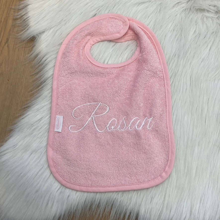 Slab met naam | Gepersonaliseerde baby slab katoen | Baby Pink