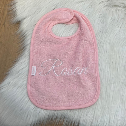 Slab met naam | Gepersonaliseerde baby slab katoen | Baby Pink