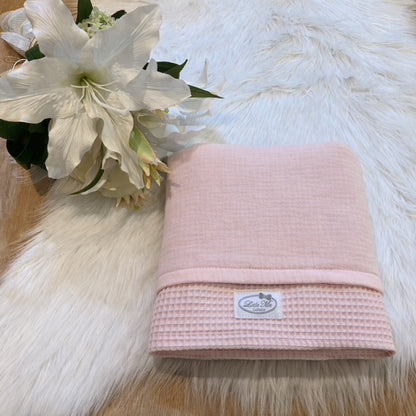 Warm Wafel Zomerdekentje met naam | Gepersonaliseerde | Baby Pink