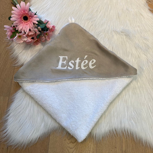 Soft Suede Babycape met naam | Gepersonaliseerde | Warm Sand
