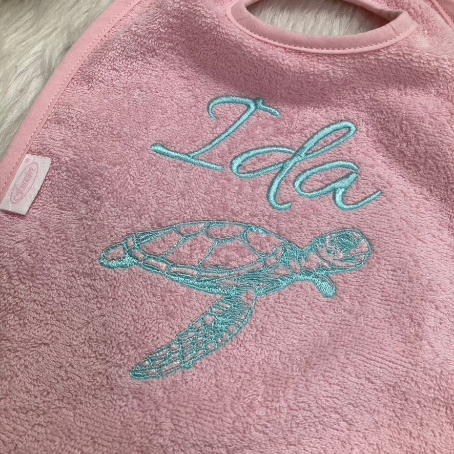Slab met naam | Gepersonaliseerde baby slab katoen | Baby Pink