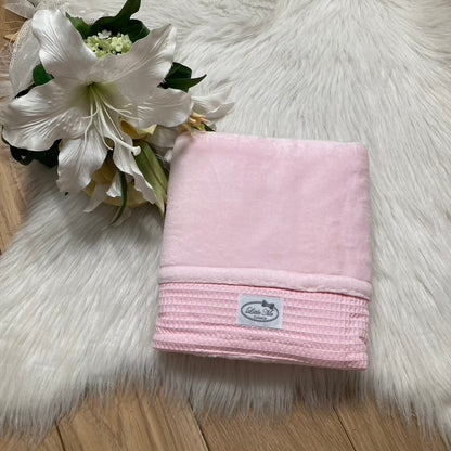 Warm Wafel Winterdekentje met naam | Gepersonaliseerde | Baby Pink