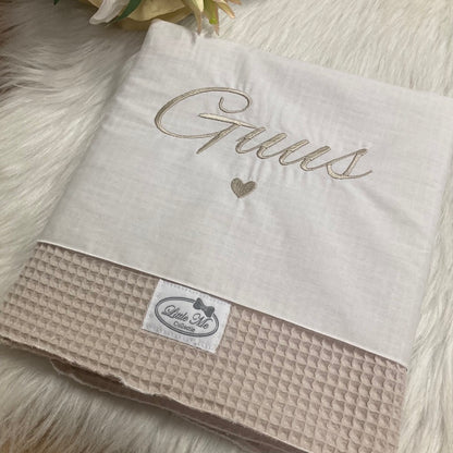 Warm Wafel Lakentje met naam | Gepersonaliseerde | Warm sand
