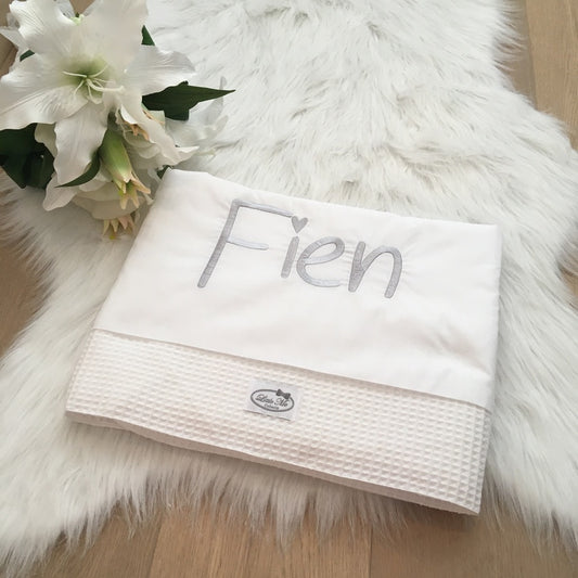 Warm Wafel Lakentje met naam | Gepersonaliseerde | soft cloud