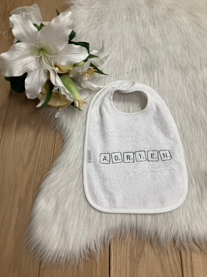 Slab met naam | Gepersonaliseerde baby slab katoen | Soft Cloud